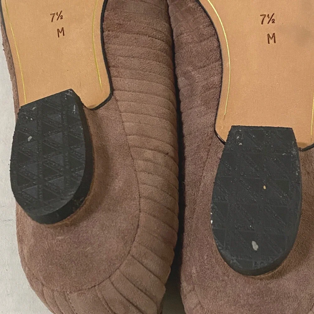 Anne Klein Vtg 80s Taupe Pleated Suede Low Heel Pumps Made in Italy Size 7.5M